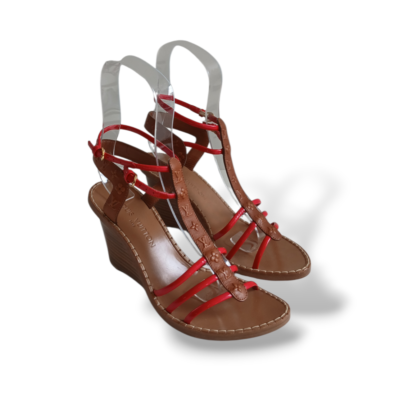 Anabela Louis Vuitton com Tiras Vermelhas - 37