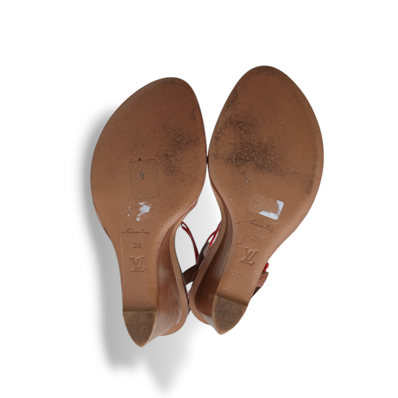 Anabela Louis Vuitton com Tiras Vermelhas - 37