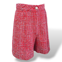 Bermuda Chanel Tweed Rosa com Botão Pérola-36