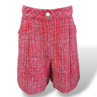 Bermuda Chanel Tweed Rosa com Botão Pérola-36