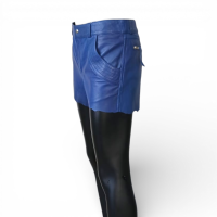 Short NK Couro Azul Barra Irregular-40