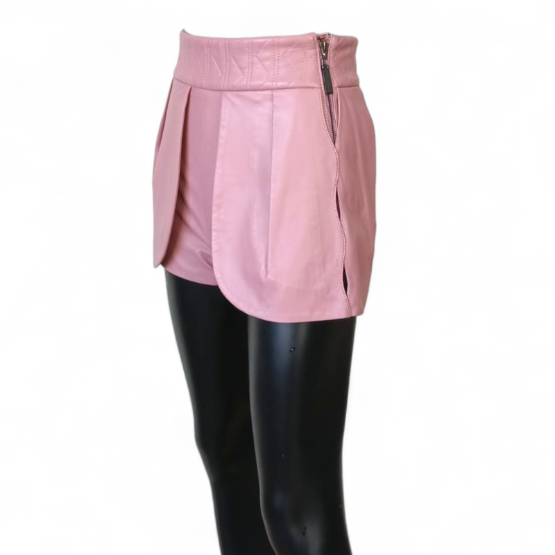 Shorts Paula Raia Rosa em Couro-34