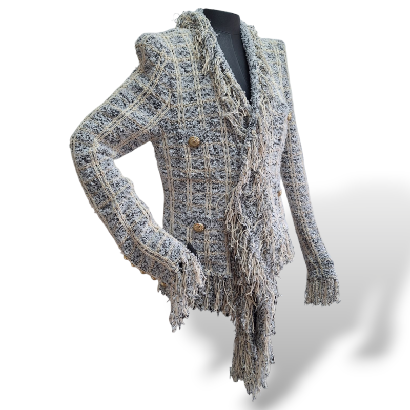 Blazer Balmain em Tweed Cinza-38