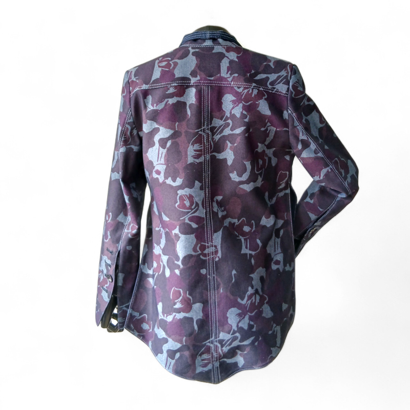 Blazer De Goye Estampado com Gola Jeans-38