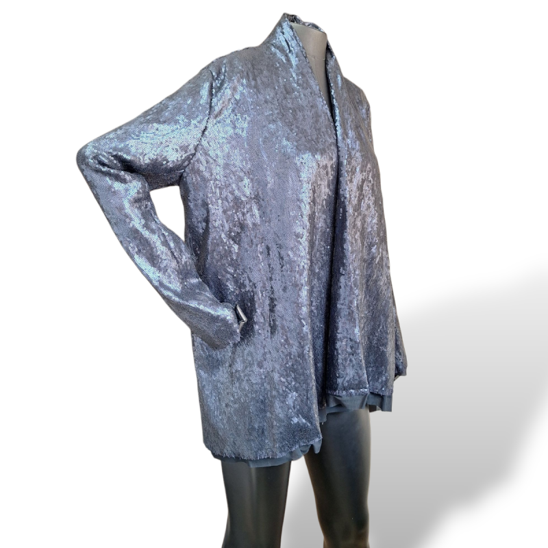 Blazer Mixed de Lantejoulas Mixed Azul Marinho-G