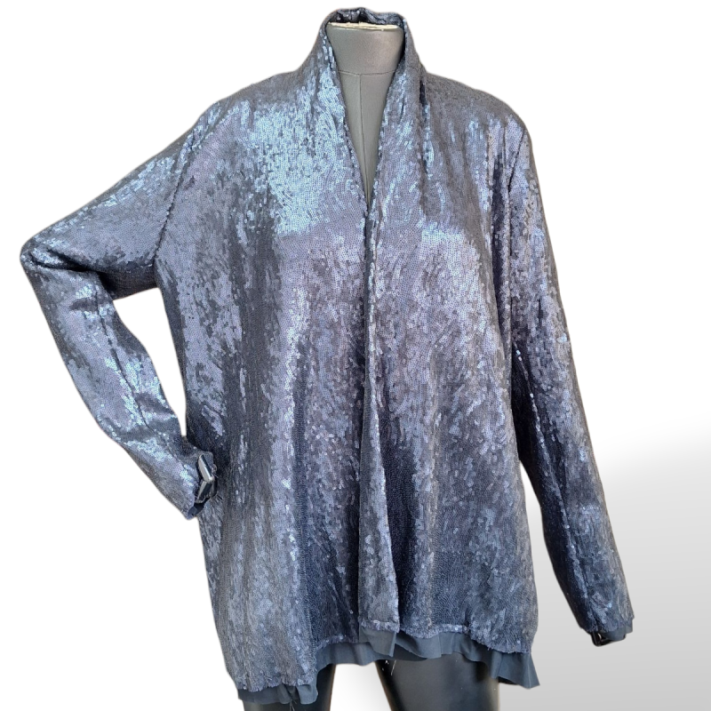 Blazer Mixed de Lantejoulas Mixed Azul Marinho-G