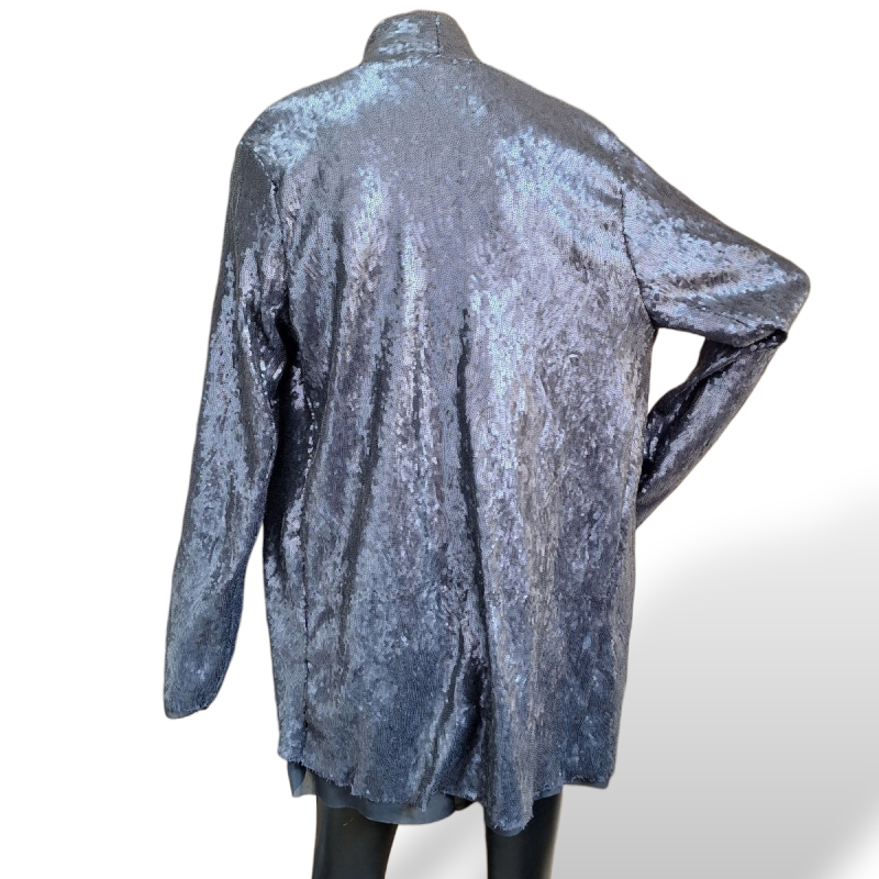 Blazer Mixed de Lantejoulas Mixed Azul Marinho-G