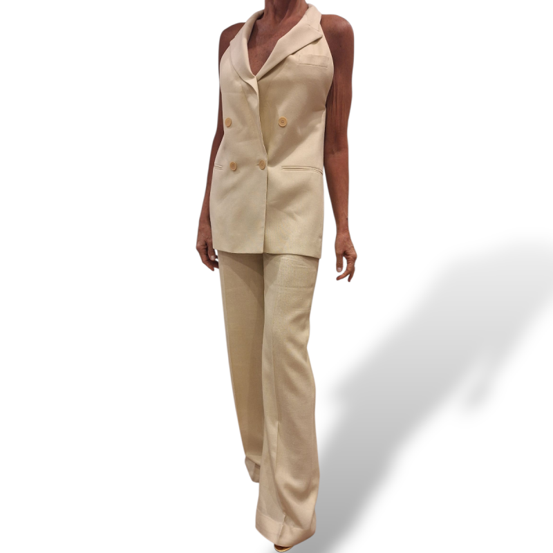 Conjunto Stella McCartney em Linho Creme de Colete e Calça Conjunto Stella McCartney em Linho Creme de Colete e Calça