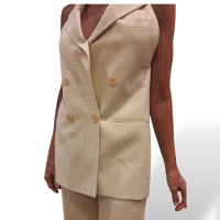 Conjunto Stella McCartney em Linho Creme de Colete e Calça Conjunto Stella McCartney em Linho Creme de Colete e Calça