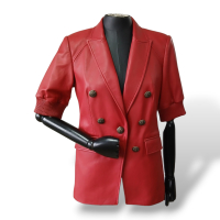 Blazer Veronica Beard Couro Vermelho - 36 Blazer Veronica Beard Couro Vermelho - 36