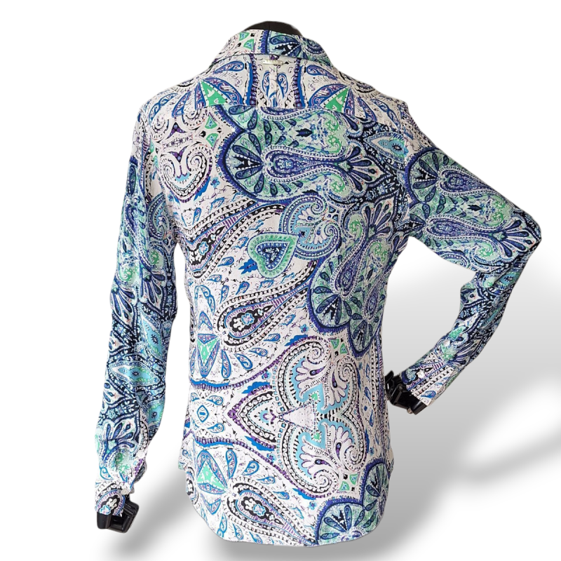Camisa BoBô Estampada Azul e Roxa-M