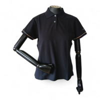 Polo Burberry Preta com Detalhe na Manga e Lateral-P