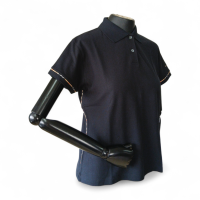 Polo Burberry Preta com Detalhe na Manga e Lateral-P