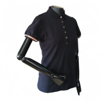 Polo Burberry Preta com Detalhe Franzido Manga -P