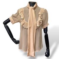 Camisa Carol Bassi Nude com Laço-38