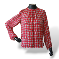 Blusa Carolina Herrera Manga Longa Seda Vermelha Estampado-38