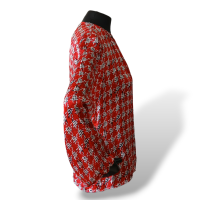 Blusa Carolina Herrera Manga Longa Seda Vermelha Estampado-38