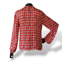 Blusa Carolina Herrera Manga Longa Seda Vermelha Estampado-38