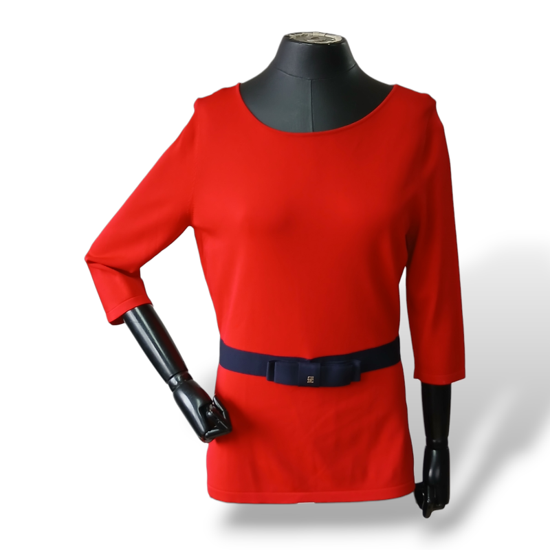 Blusa Carolina Herrera Vermelha e Marinho-P