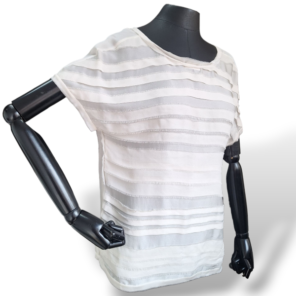 Blusa Chanel em Seda Off White-P Blusa Chanel em Seda Off White-P