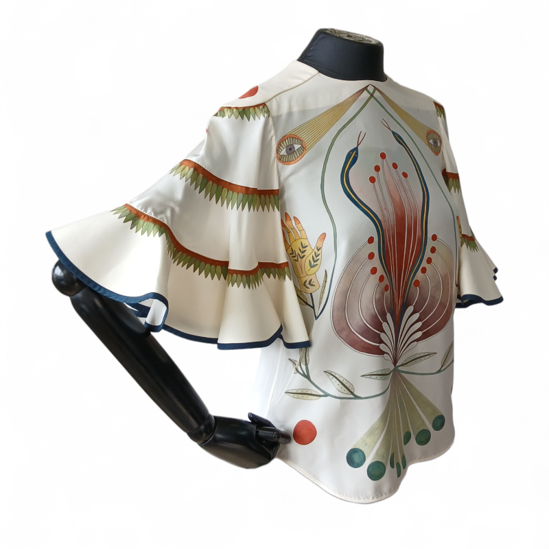 Blusa Chloé Off White Estampada Em Seda-34