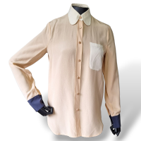 Camisa See by Chloé de Seda Bege com Punho Marinho-38