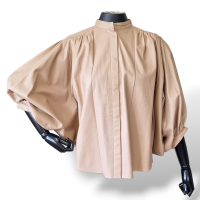 Blusa Chloé Couro Bege Manga Longa-38 Blusa Chloé Couro Bege Manga Longa-38
