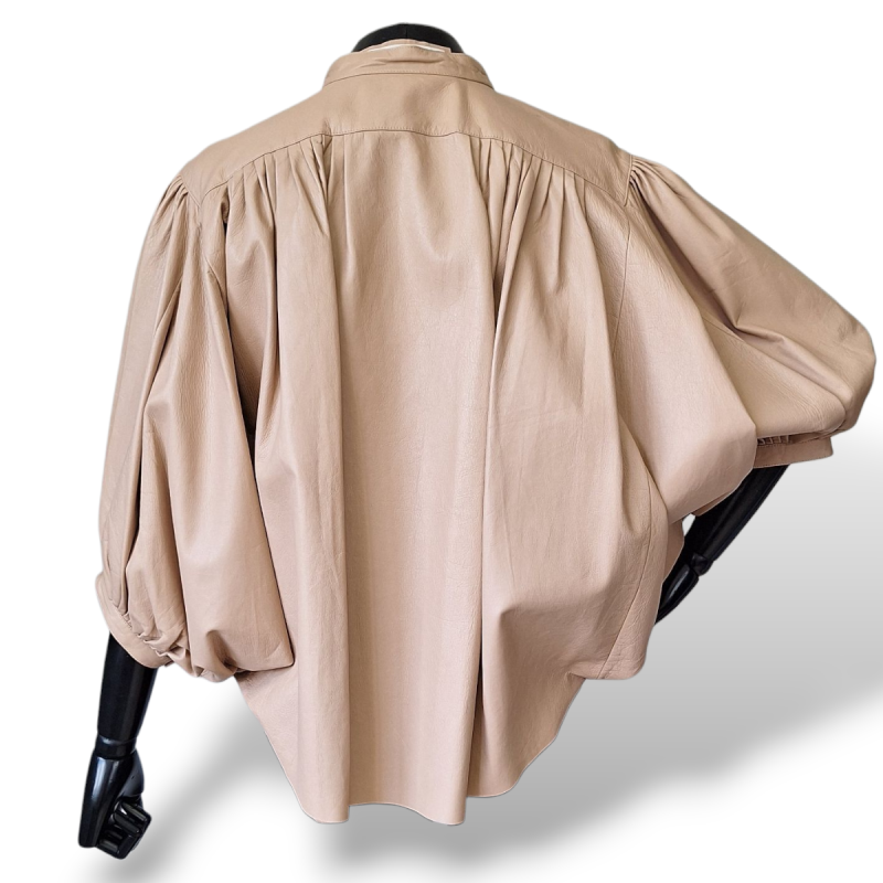 Blusa Chloé Couro Bege Manga Longa-38