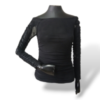 Blusa Cris Barros Tule Preta - 38 