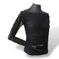 Blusa Cris Barros Tule Preta - 38 