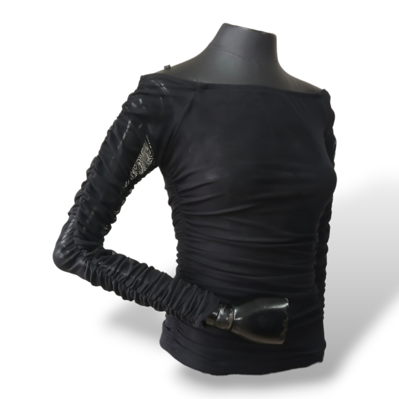 Blusa Cris Barros Tule Preta - 38 
