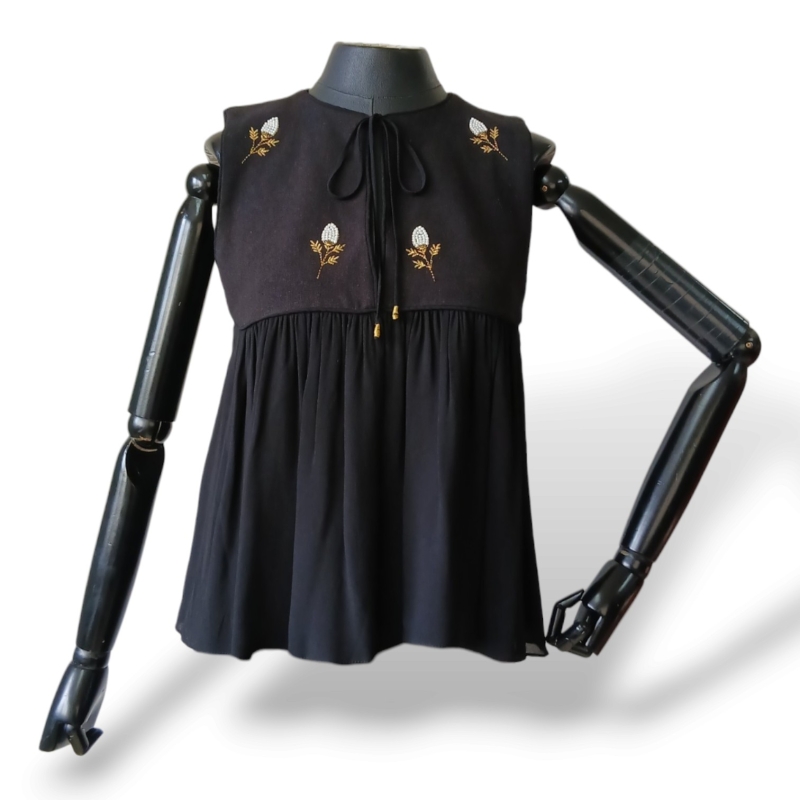 Blusa Cris Barros Tecido Preto - 40 