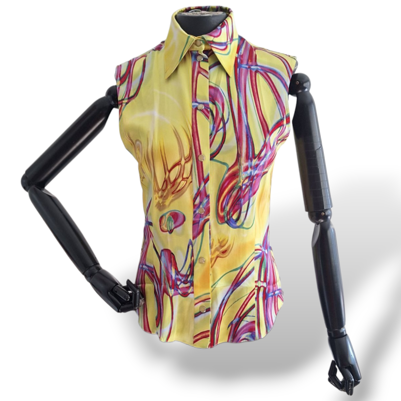 Blusa Christian Dior de Seda Estampada Sem Manga-40