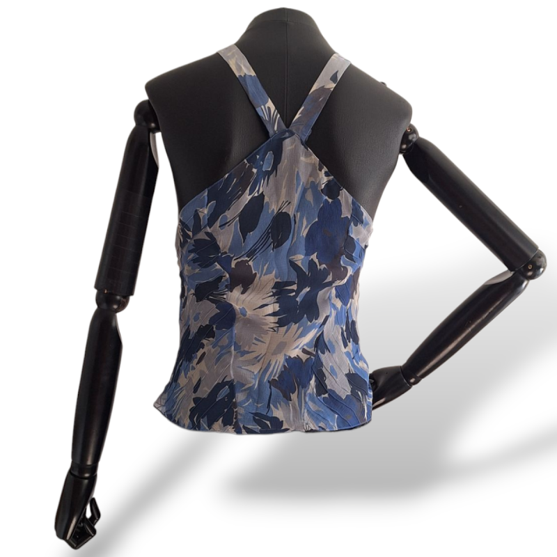 Blusa Christian Dior Azul Com Detalhes em Dourado-40