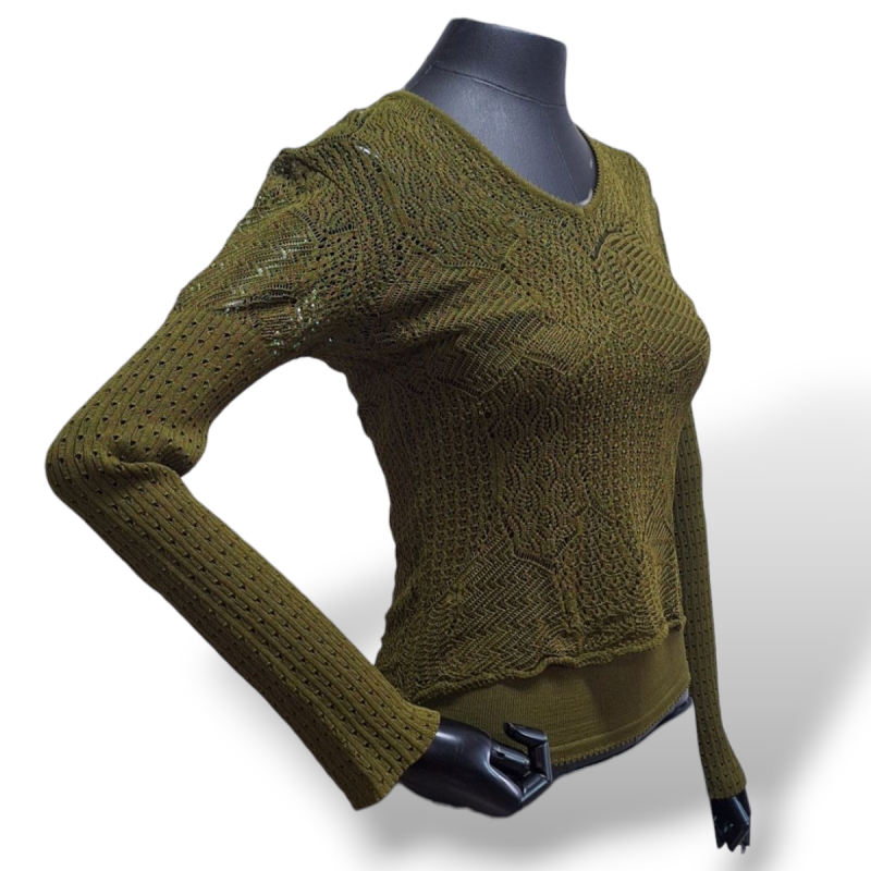 Tricot Christian Dior Verde Musgo com Forro - 38