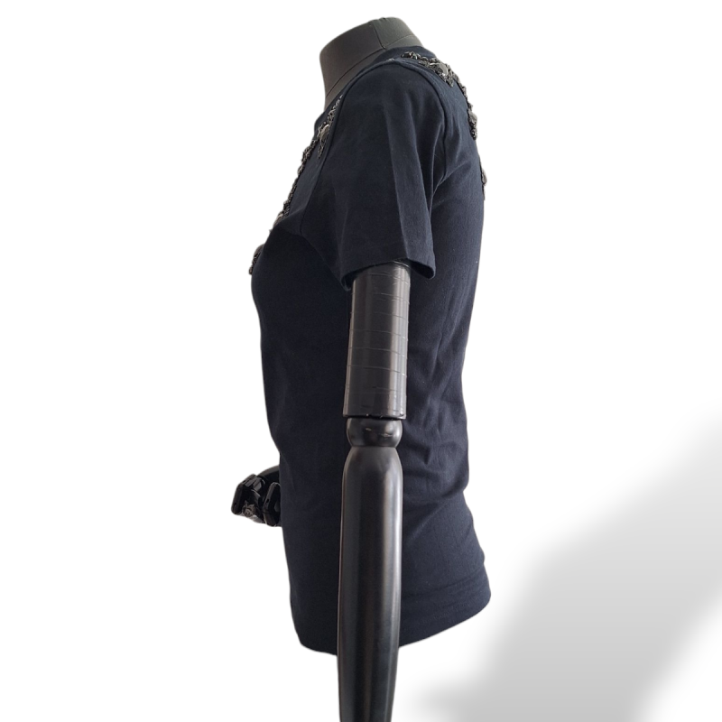 Blusa Christian Dior Azul Marinho Bordado na Gola