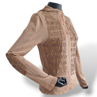 Cardigan Christian Dior Malha Bege com Capuz - 38