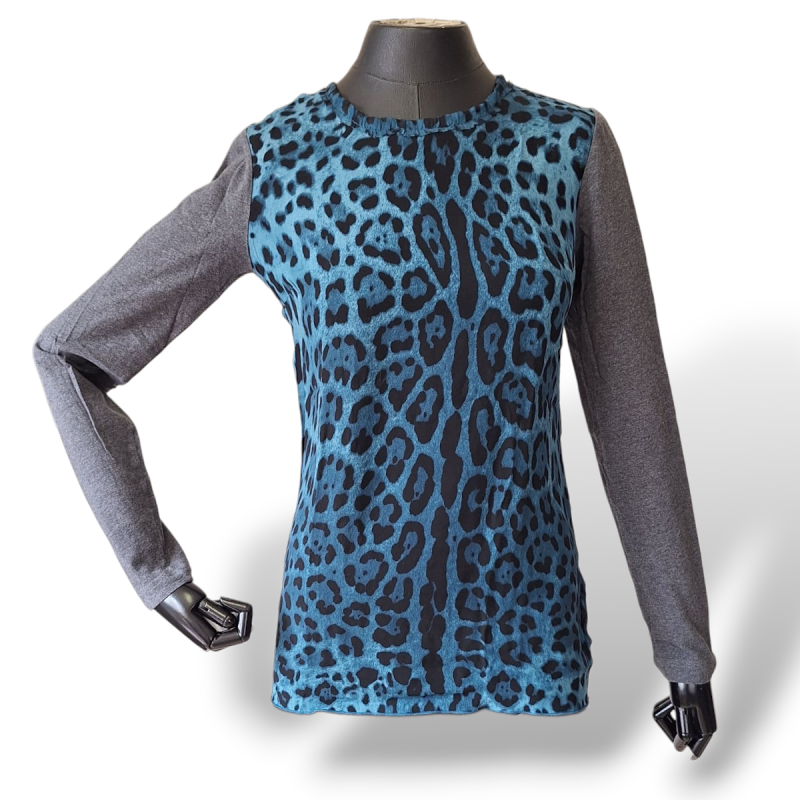Blusa Dolce Gabbana Animal Print Azul - 38 Blusa Dolce Gabbana Animal Print Azul - 38