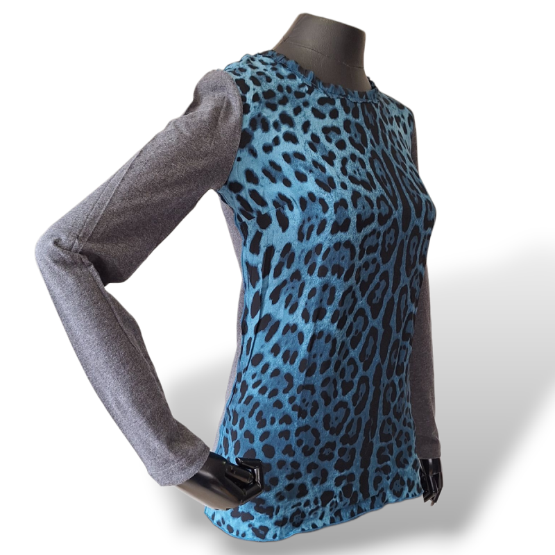 Blusa Dolce Gabbana Animal Print Azul - 38 Blusa Dolce Gabbana Animal Print Azul - 38