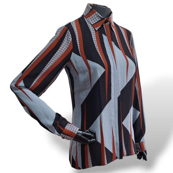 Camisa Gucci Azul Estampa Geométrica-38