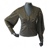 Blusa Le Lis Blanc Preta e Dourada Brilho - M 