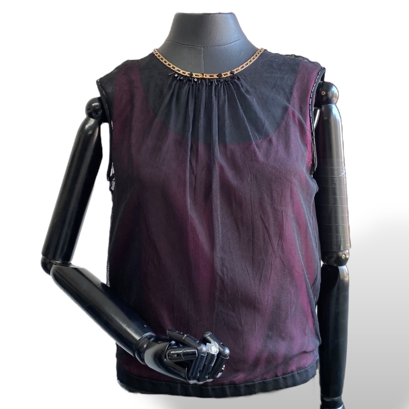 Blusa Louis Vuitton Preta C/ Forro Roxo-36