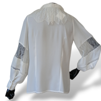 Camisa Lu Monteiro Off White em Seda com Renda-38