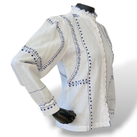 Camisa Luisa Beccaria Em Linho Branca E Azul-38