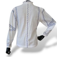 Camisa Luisa Beccaria Em Linho Branca E Azul-38