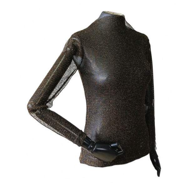 Blusa Ray Segunda Pele Dourada com Preto-M