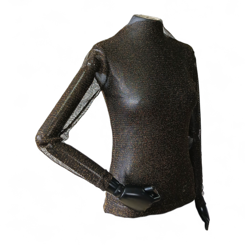 Blusa Ray Segunda Pele Dourada com Preto-M