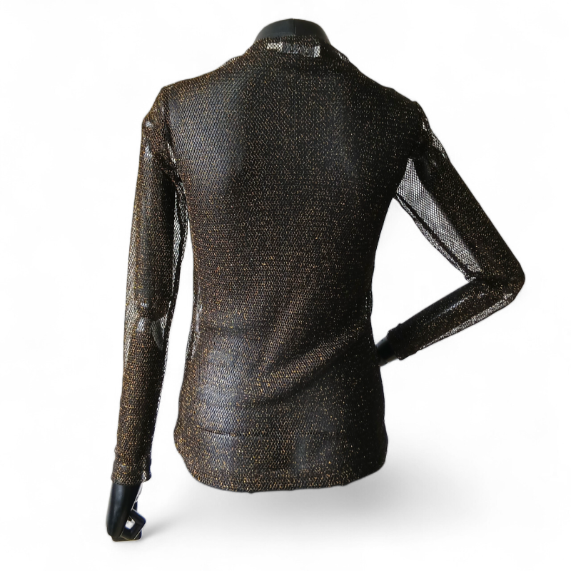 Blusa Ray Segunda Pele Dourada com Preto-M