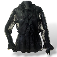 Blusa Lilly Sarti de Renda Preta-38 Blusa Lilly Sarti de Renda Preta-38