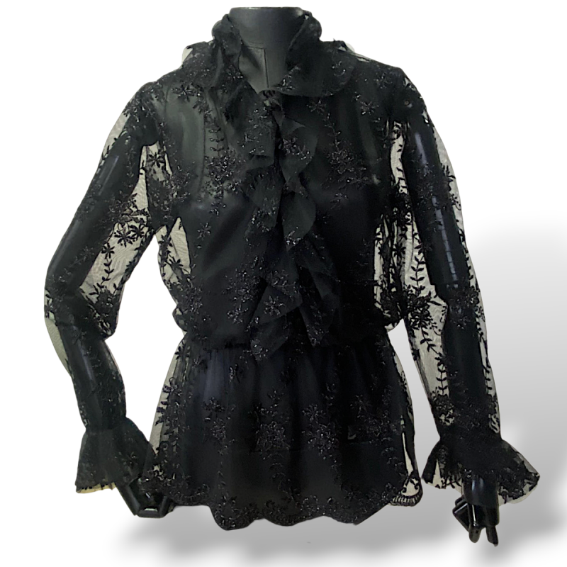 Blusa Lilly Sarti de Renda Preta-38 Blusa Lilly Sarti de Renda Preta-38